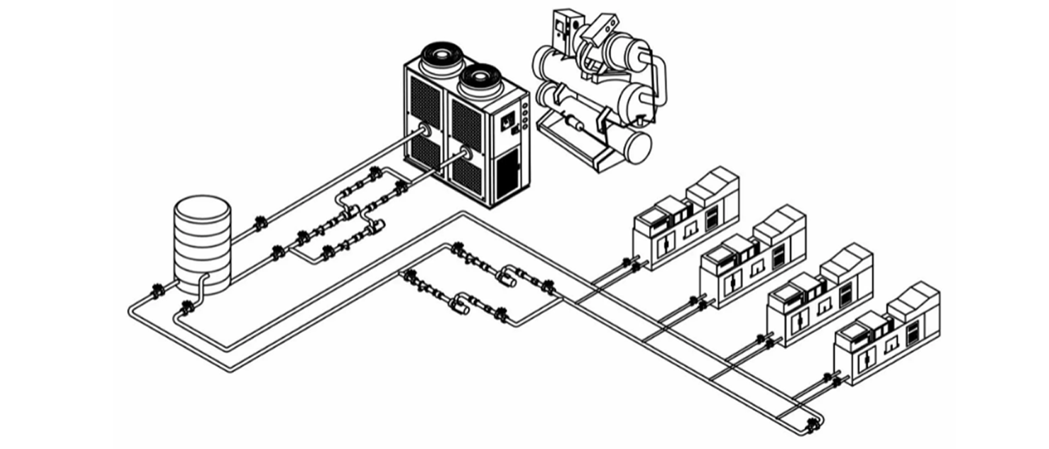 Central cold water system used in plastic processing industries